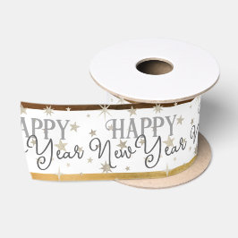 Elegante Typografie Weißgraue Sterne glücklich Neu Satinband