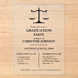 Elegante Typografy Law School Graduation Party Acryleinladungen