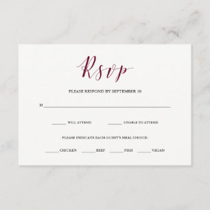 Élégante typographie   Marsala RSVP avec choix de 