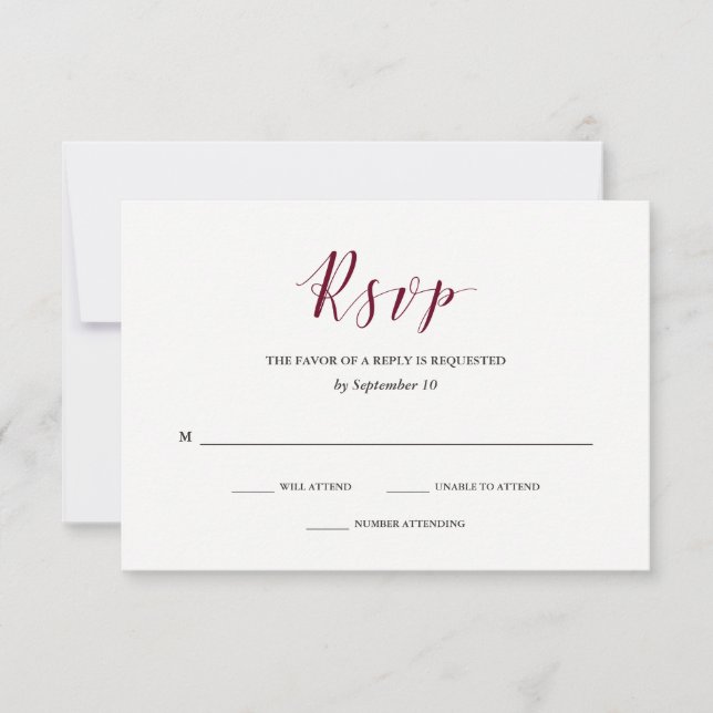 Élégante typographie | Marsala Wedding RSVP (Devant)
