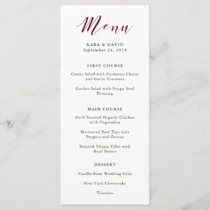 Élégante typographie   Menu Mariage Marsala