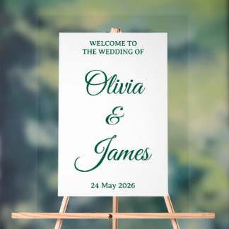 Élégante Typographie Verte de Mariage Bienvenue