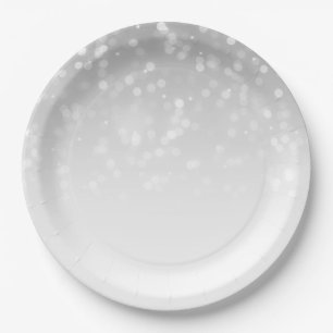 Elegante u. bezaubernde silberne Bokeh Pappteller