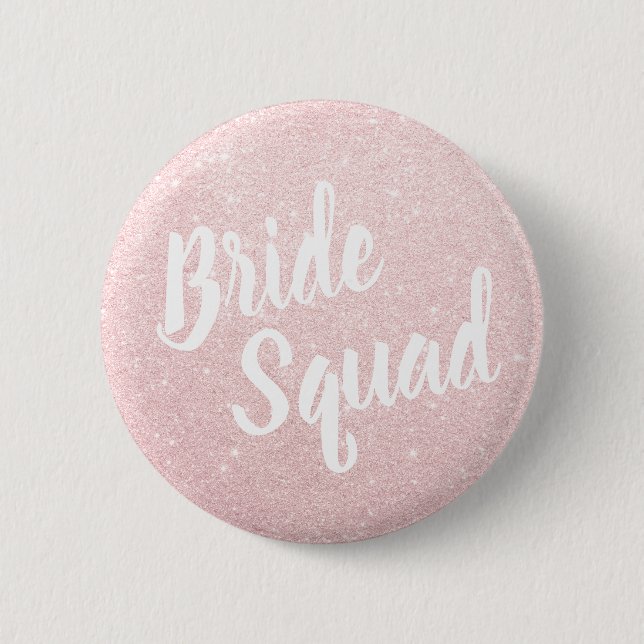 Elegante u. moderne RosengoldGlitter-Brautgruppe Button (Vorderseite)