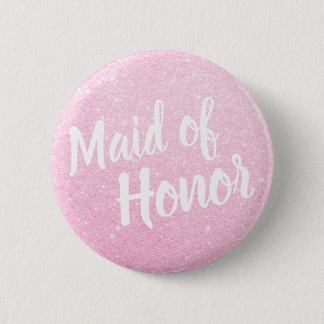 Elegante u. moderne RosengoldGlitter-Trauzeugin Button (Vorderseite)