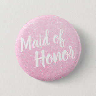 Elegante u. moderne RosengoldGlitter-Trauzeugin Button
