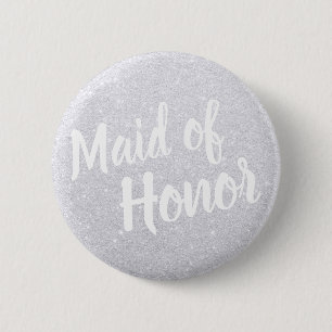 Elegante u. moderne silberne Glitter-Trauzeugin Button