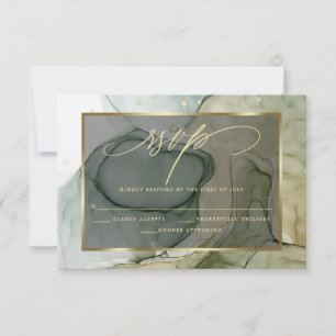 Elegante UAWG Deep Forest Drab Grüne Marmortinte RSVP Karte