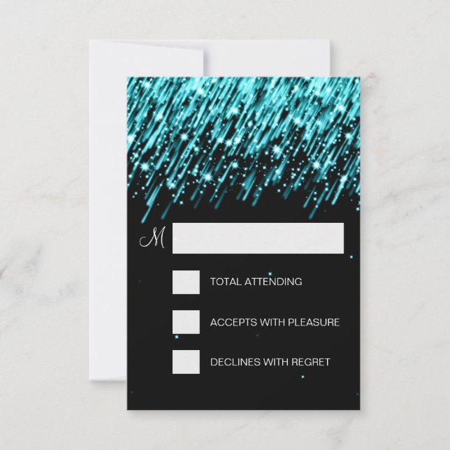Elegante UAWG Falling Stars Türkis RSVP Karte (Vorderseite)