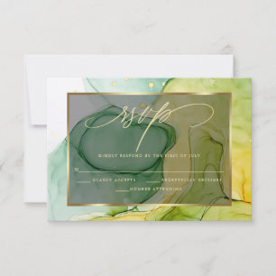 Elegante UAWG Lebhafte Grüntöne und goldene Marmor RSVP Karte