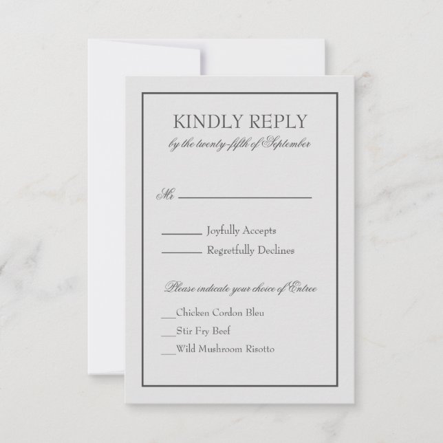 Elegante UAWG mit zwei Grenzen und Skripttext RSVP Karte (Vorderseite)