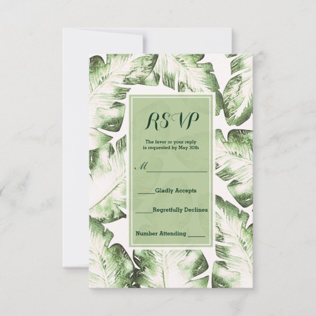 Elegante UAWG Response der tropischen Blätter in W RSVP Karte (Vorderseite)