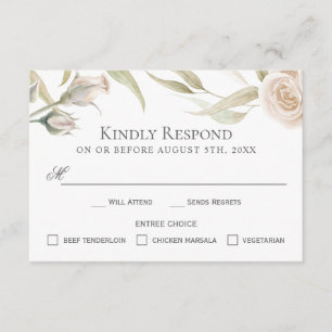 Elegante UAWG Weißer Rosen Wasserfarben mit Entree RSVP Karte