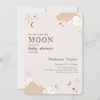 Elegante Über den Mond Sterne Baby Shower Einladung