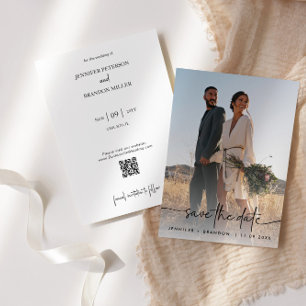 Elegante Überlagerung Kalligrafie Save the Date Fo Einladung