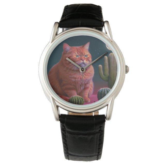 Elegante Uhr für Katzenliebhaber (Vorderseite)