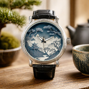 Elegante Uhr mit gerahmter 3D-chinesischer Landsch