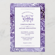 Elegante Ultra-Violet-Wasserfarben-Schnörkel Hochz
