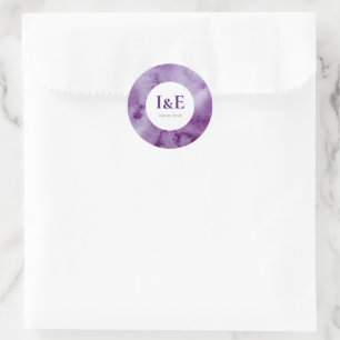 Elegante Ultra Violette Lila-Farbwäsche-Hochzeit Runder Aufkleber