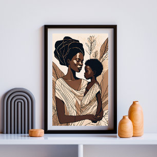 Elegante Umarmung einer afroamerikanischen Mutter Poster