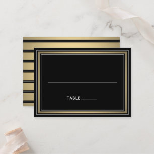 Elegante Umrandung Große schwarze und goldene gest Platzkarte