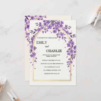 Elegante und Aquarell lila Kirschblüte Einladung