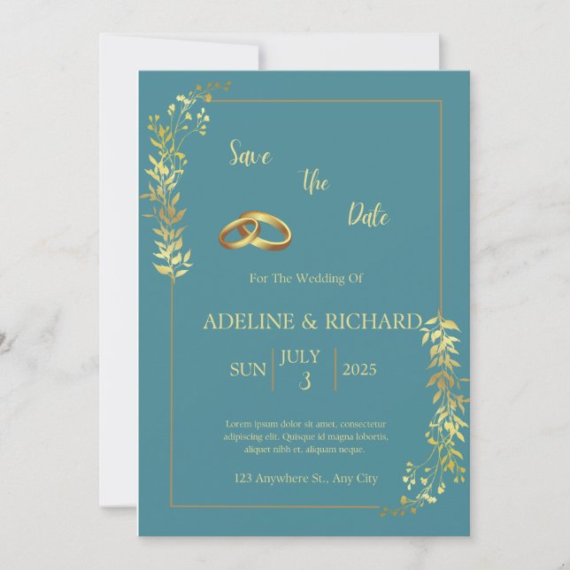 Elegante und attraktive Einladung zur Hochzeit (Vorderseite)