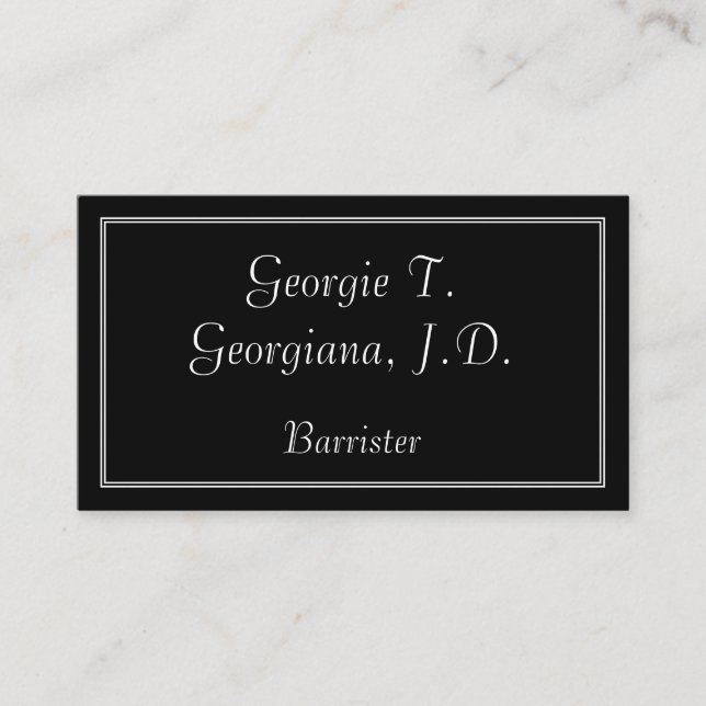 Elegante und einfache Barrister-Visitenkarte Visitenkarte (Vorderseite)