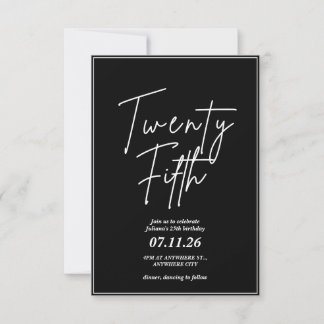 Elegante und einfache Einladung zum 25. Geburtstag