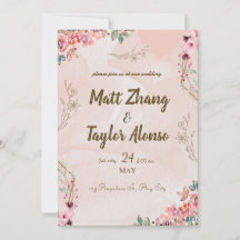 Elegante und einfache Hochzeitseinladung mit Blume