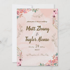 Elegante und einfache Hochzeitseinladung mit Blume Einladung