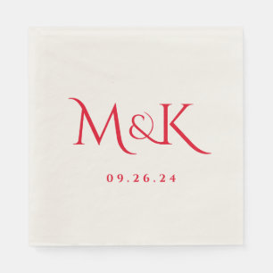 Elegante und einfache Red Wedding Monogram Serviette