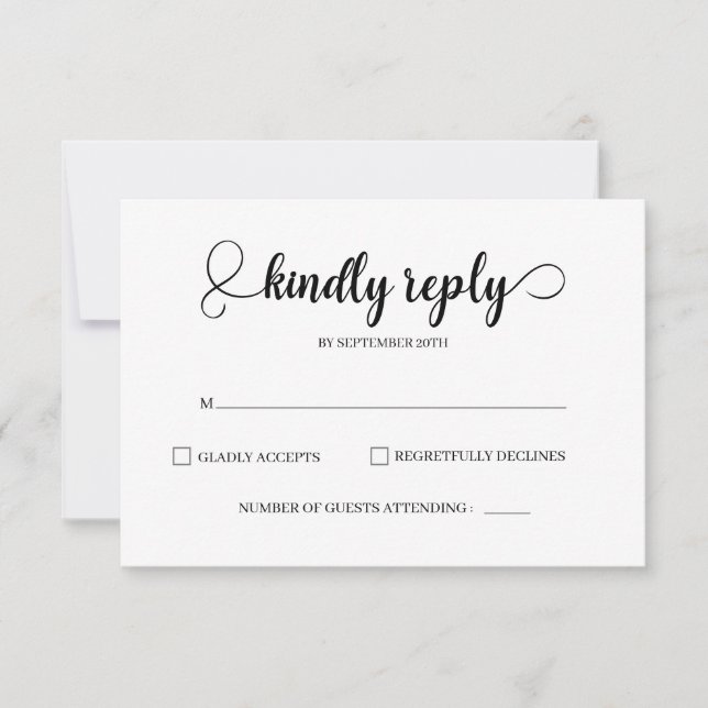 Elegante und einfache RSVP-Karten für Hochzeiten RSVP Karte (Vorderseite)