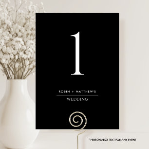 Elegante und einfache Schwarz-Weiß-Tischnummer
