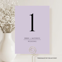 Elegante und einfache violette Tischnummer