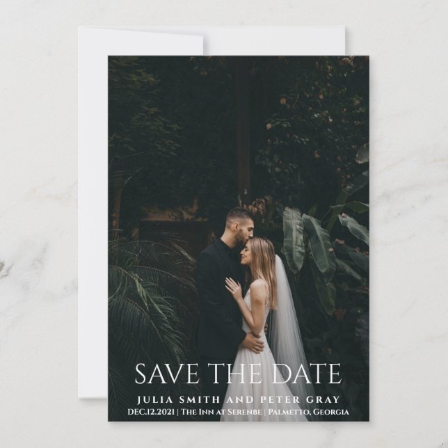 Elegante und einfache weiße Typografie Wedding STD Einladung (Vorderseite)