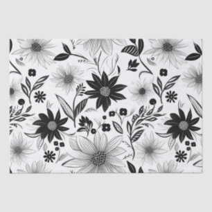 Elegante und faszinierende Schwarz-Weiß-Blume Seidenpapier