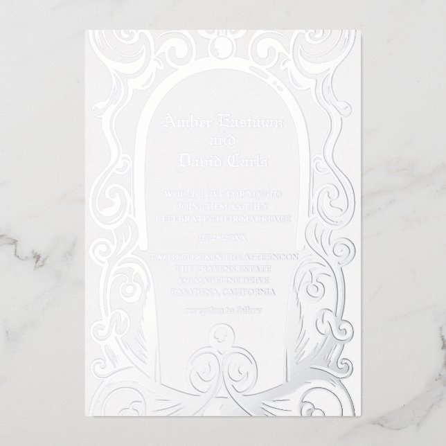 elegante und formelle Hochzeitseinladung Silber Folieneinladung (Vorderseite)