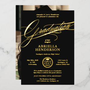 Elegante und formelle Schrift Graduierung Folieneinladung