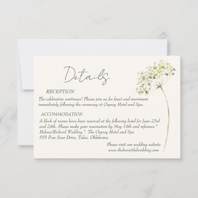 Elegante und grüne Blumenkarte RSVP Karte (Vorderseite)