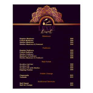 Elegante und klassische Nail Tech-Preisliste Poster