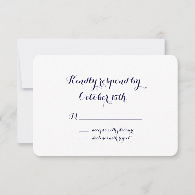 Elegante und klassische Navy Blue & White UAWG RSVP Karte (Vorderseite)