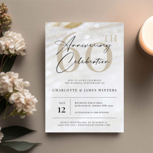 Elegante und klassische Perlenstruktur zum 60. Jub Einladung