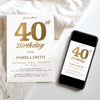 Elegante und luxuriöse klassische Imitate Gold 40. Einladung