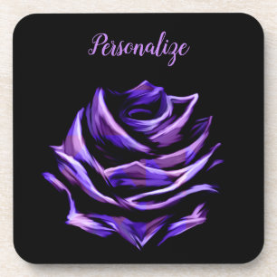 Elegante und luxuriöse Lila Neon Rose Personalisie Getränkeuntersetzer