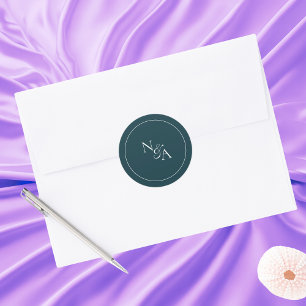 Elegante und Minimalistische Baumwollinitialen grü Runder Aufkleber