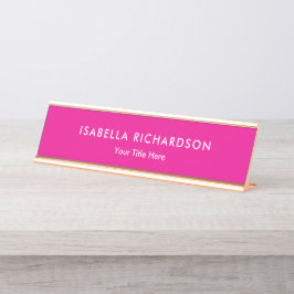 Elegante und Minimalistische Magenta Schreibtischnamensplakette