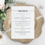 Elegante und minimalistische Menükarte<br><div class="desc">Einfache Klassik & Elegante Hochzeit, Party oder Jubiläumsmenü. Ein elegantes Design in Schwarz/Weiß oder einer beliebigen Hintergrundfarbe. Klicken Sie einfach auf den Link, um den Text anzupassen, der unter dem Bereich für die Textpersonalisierung rechts angezeigt wird, und wählen Sie Ihren eigenen Farbhintergrund aus. Dieses Schild Poster-Template macht es einfach und...</div>