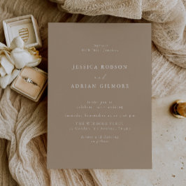 Elegante und moderne, blassgelbe Taupe Hochzeit Einladung