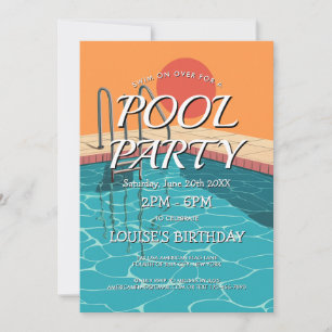 elegante und moderne blaue Pool-Party Einladung